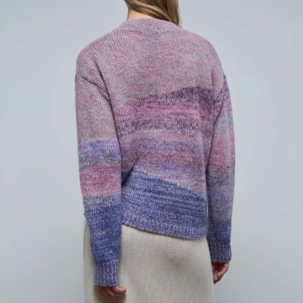 Scalpers Purple Blue Ombre Wool Alpaca Blend V-Neck Pullover Sweater Size Small - Picture 7 of 7